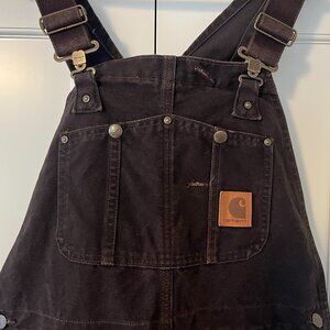 Carhartt Brown Duck Bib Overalls - Mens 36" x 34" - Unlined Double Knee
